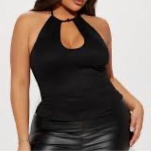 NWT Fashion Nova Black Layla Cut Out Halter Tank Top